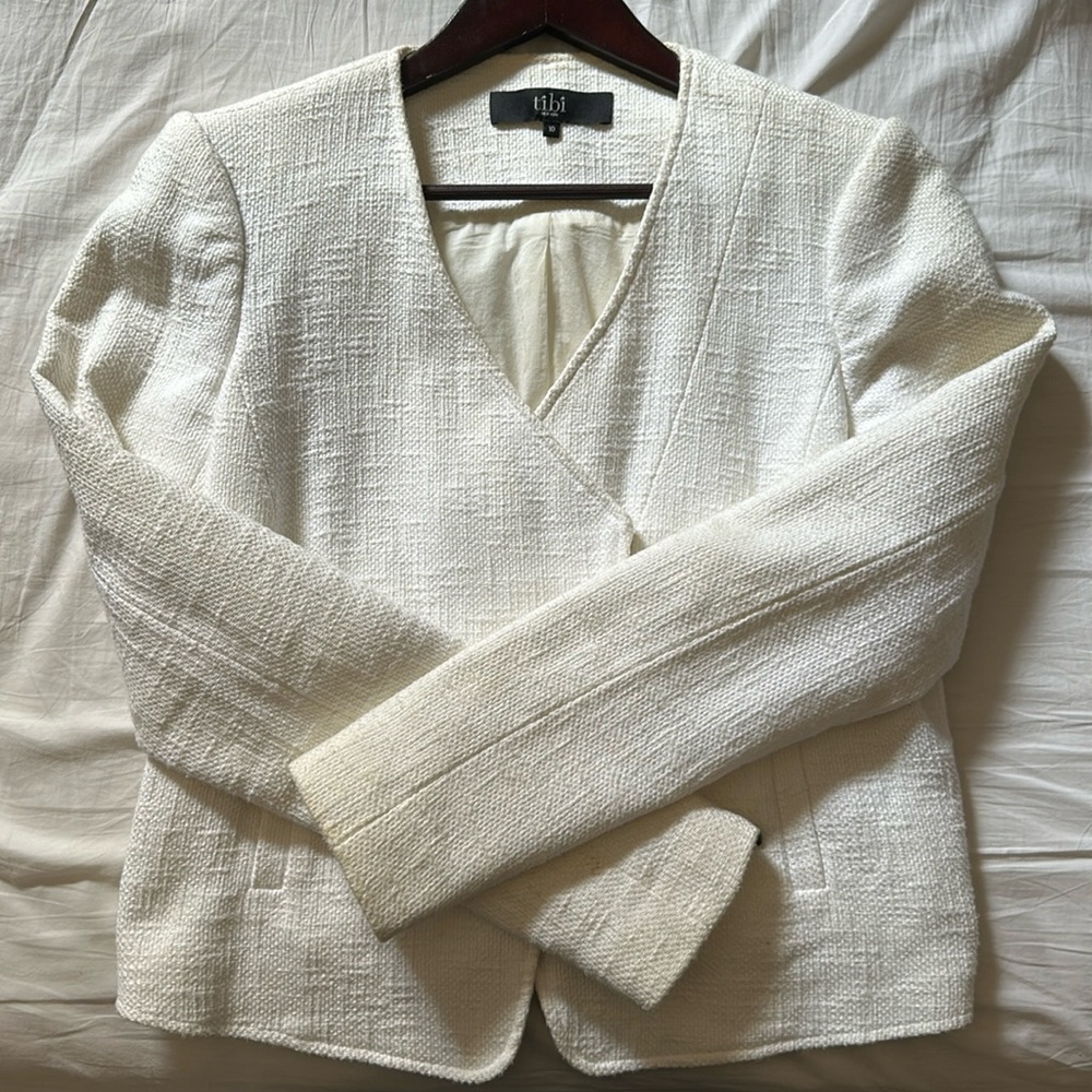 Tibi white tweed jacket